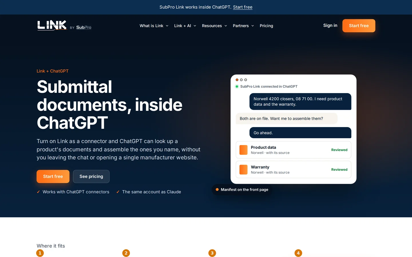 The Link and ChatGPT page listing what Link holds ChatGPT to