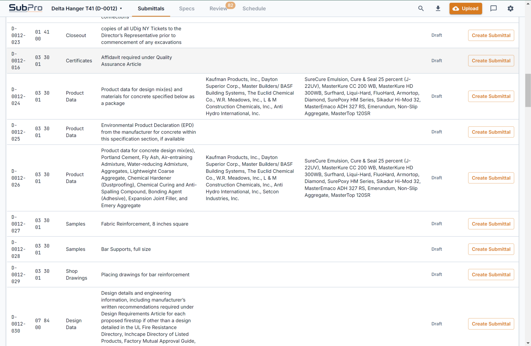 SubPro package match view showing draft rows and available package evidence