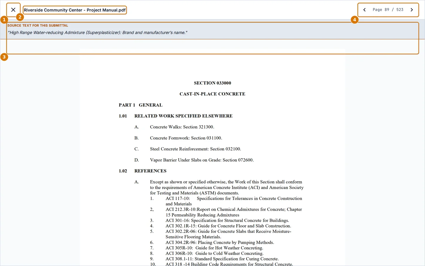 The spec book viewer open at page 89